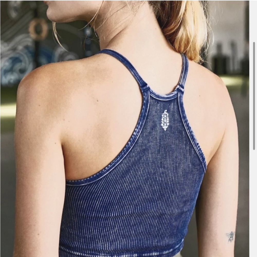 Free People Movement Happiness Runs Crop Tank Navy Blue Size XS/S - Picture 3 of 6